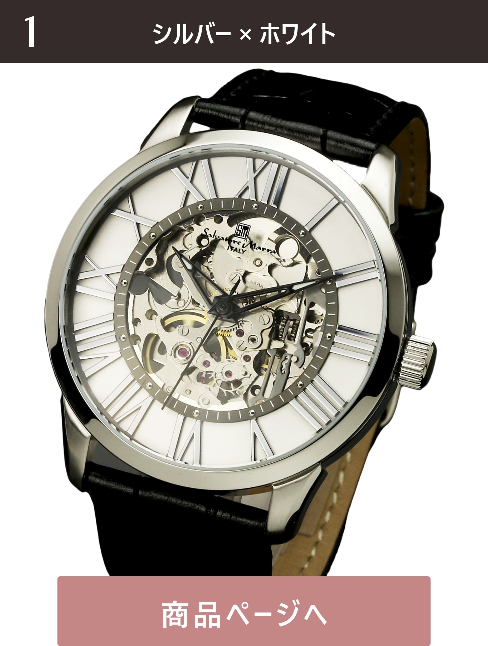 Salvatore Marra 腕時計 メンズ 横4.2cm 縦4.2cm 厚1.14cm 重量58g 手首15～20cm    SM16101-SSWH 