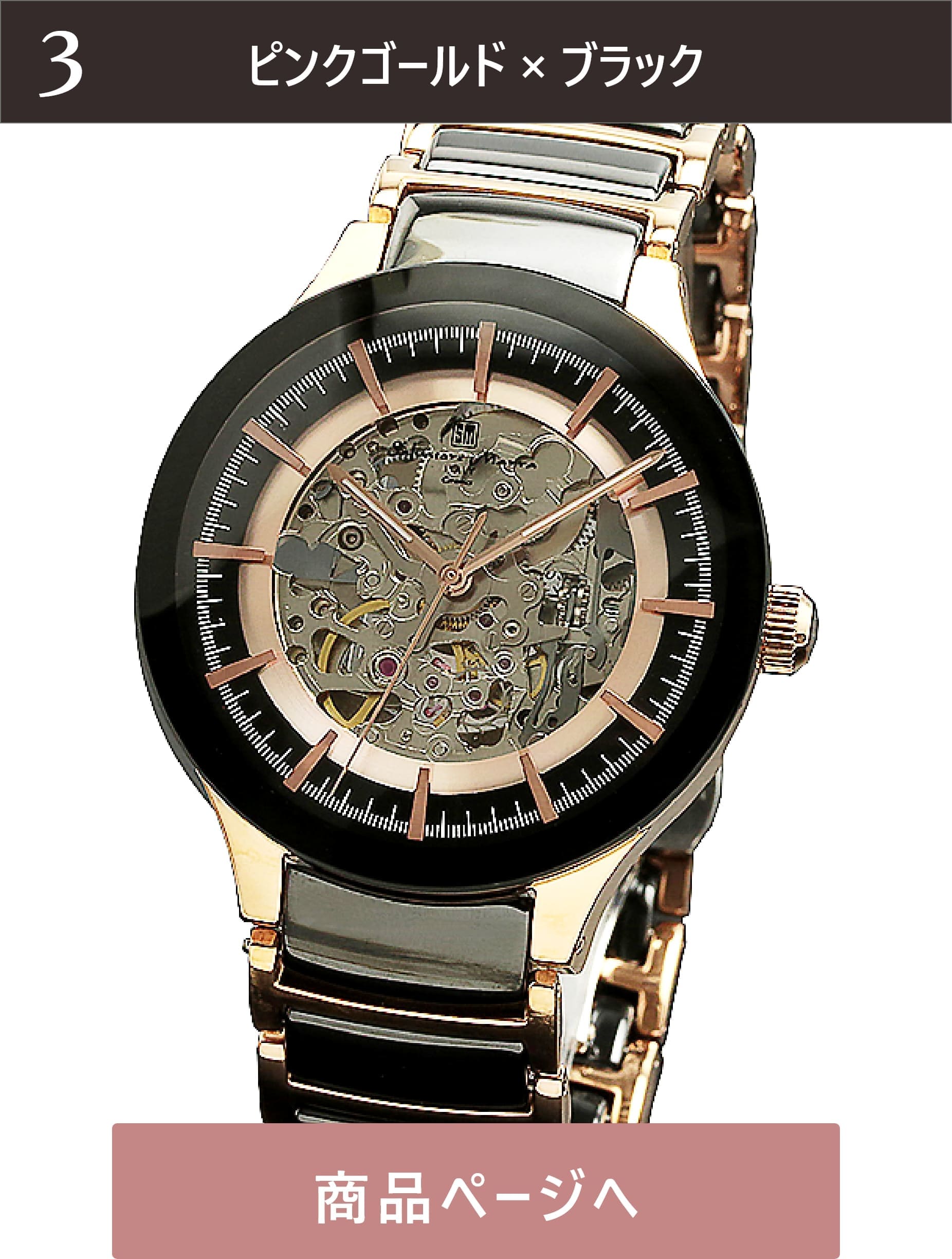 Salvatore Marra 腕時計 メンズ 横4cm 縦4cm 厚1.3cm 重量118ｇ 手首20cm    SM17122-PGBK 