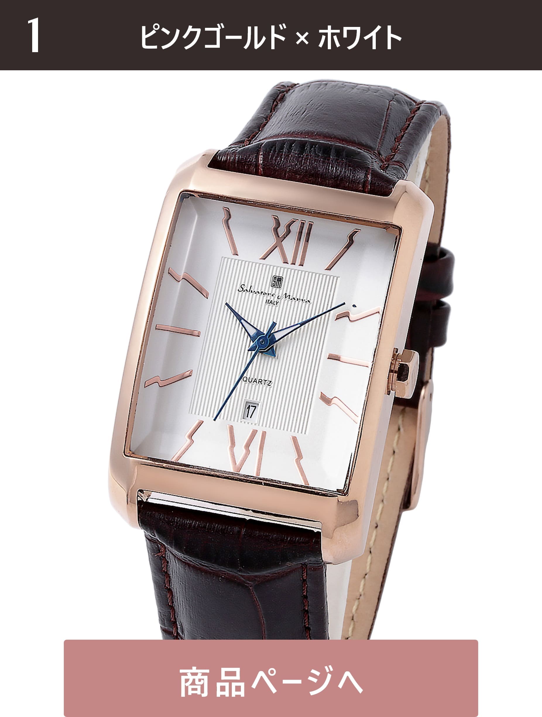 Salvatore Marra 腕時計 メンズ 横2.8cm 縦3.6cm 厚1cm 重量43ｇ 手首15～20cm    SM21101-PGWH 
