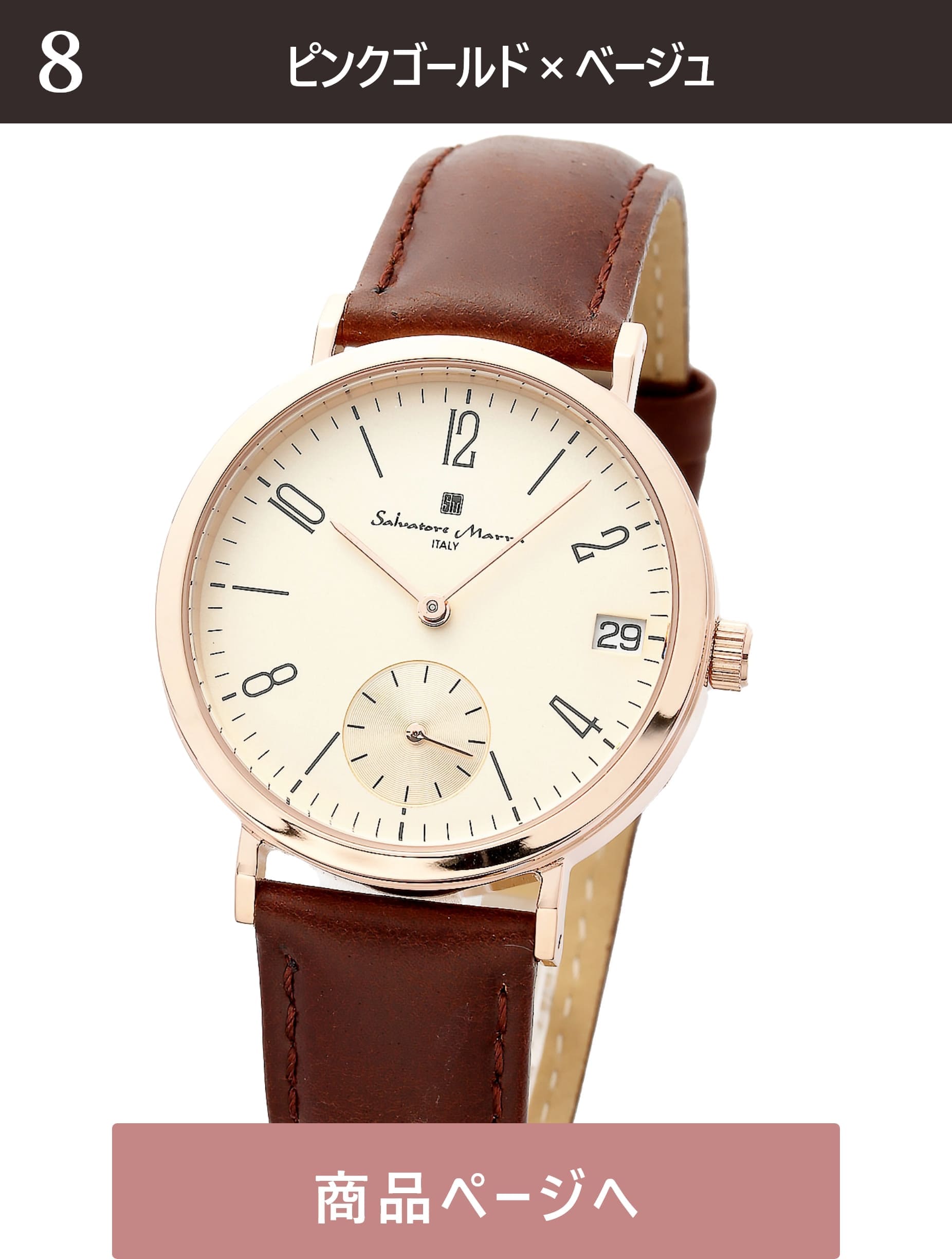 Salvatore Marra 腕時計 メンズ 横3.6cm 縦3.6cm 厚0.98cm 重量38ｇ 手首14～19cm    SM21110-PGBE 