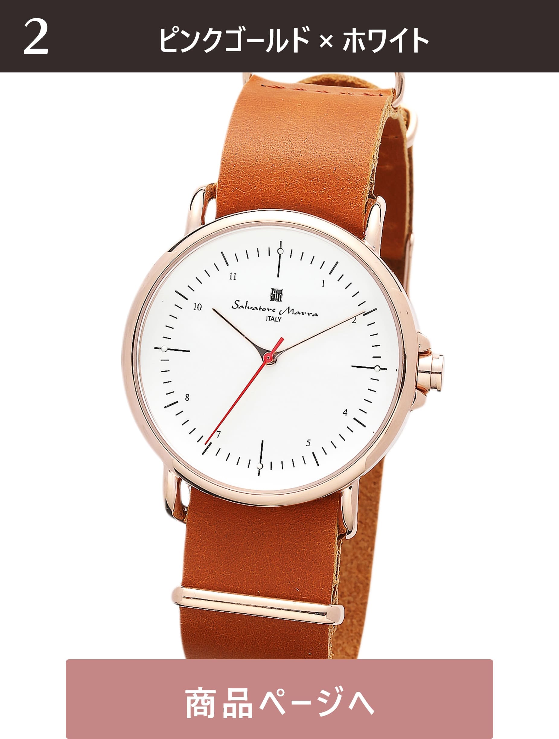 Salvatore Marra 腕時計 メンズ 横3.9cm 縦3.9cm 厚0.82cm 重量43ｇ 手首15～21cm    SM22104-PGWH 