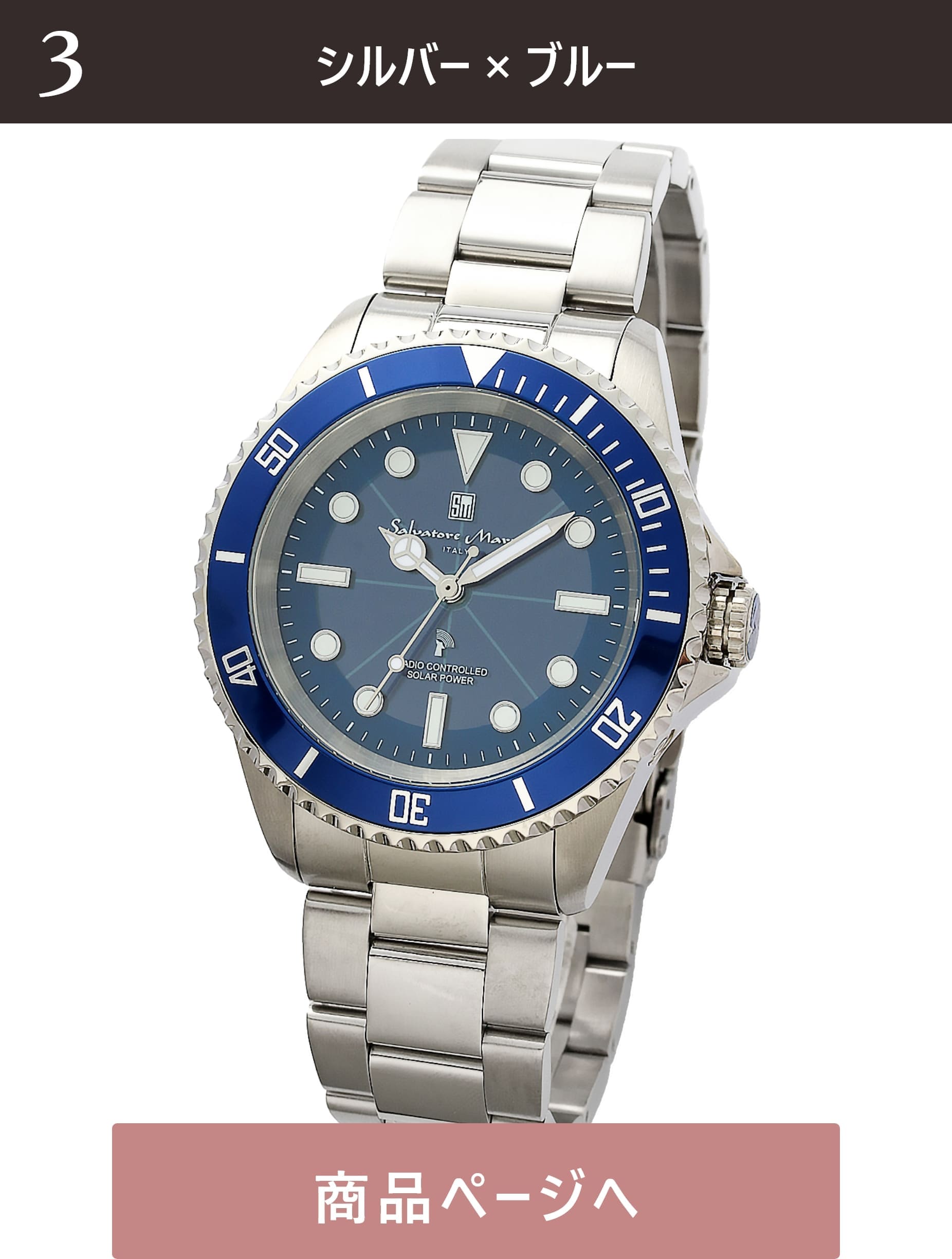 Salvatore Marra 腕時計 メンズ 横4.3cm 縦4.3cm 厚1.4cm 重量158ｇ 手首21cm  有  SM22110-SSBL 