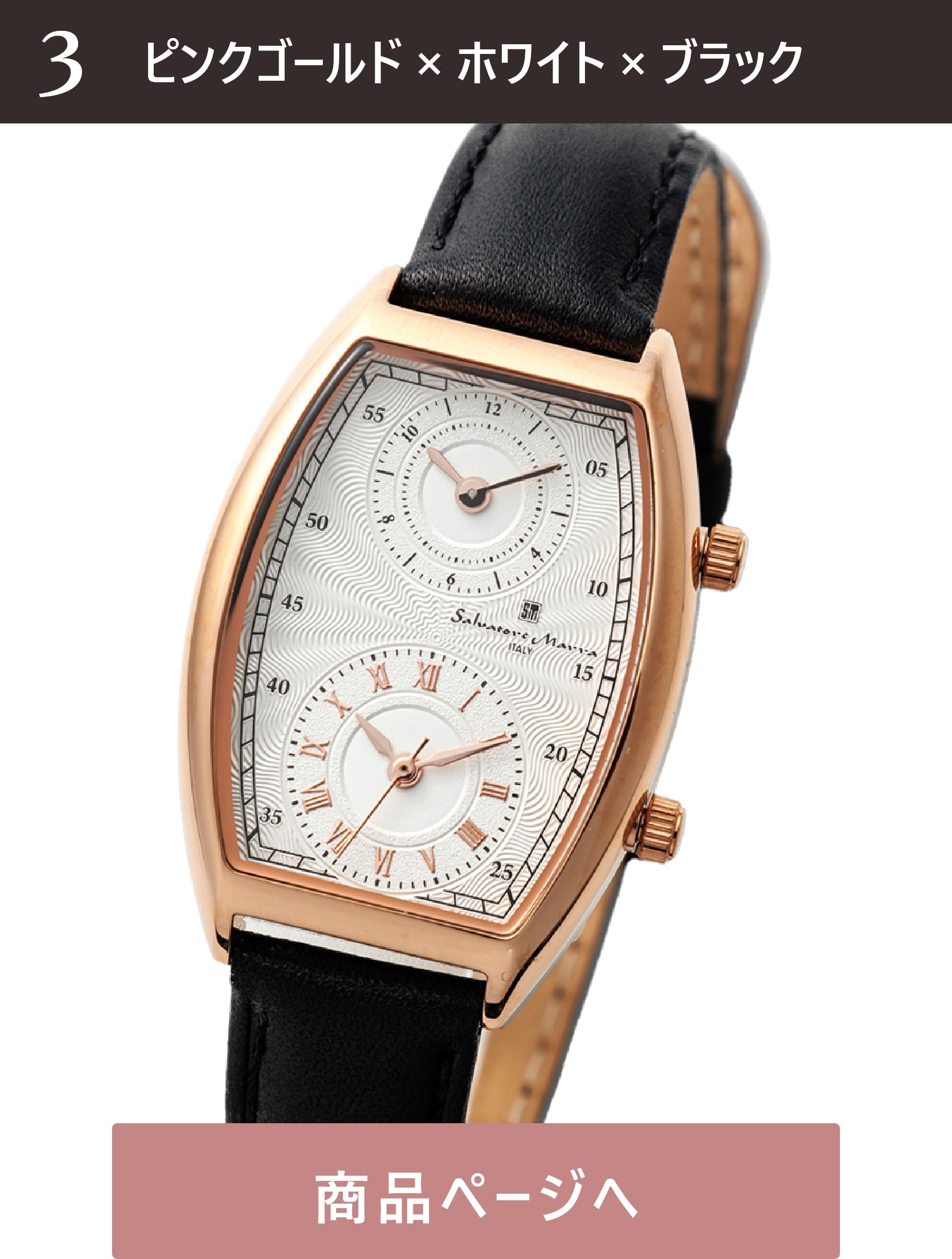 Salvatore Marra 腕時計 メンズ 横2.7cm 縦3.9cm 厚0.8cm 重量32g 手首12～17cm    SM23107-PGWH/BK 